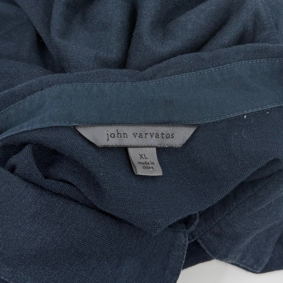 John Varvatos Polo Shirt Men XL Blue Silk Cotton Blend Short Sleeves Casual - Picture 4 of 9